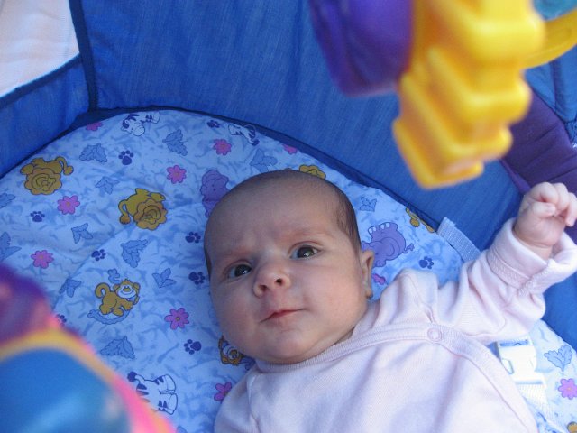 IMG_2412.JPG - Cooing in her bouncy chair.