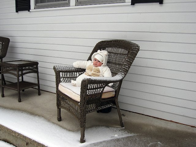 IMG_4642b.jpg - Catherine's First Snow!  It accumulated to about 2-3 inches.