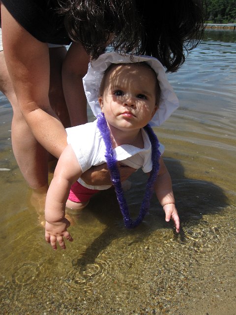 IMG_8440.JPG - Catherine is testing out the waters of Pomps Pond.