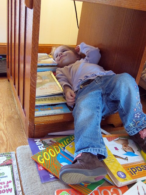 IMG_2554b.jpg - She is still hanging out in the end table even as she's growing, it's one of her favorite places.