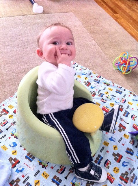 IMG_0257.JPG - And, the little man is showing off one of his first pairs of shoes.