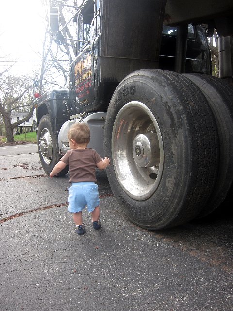 IMG_3230b.jpg - Nathan is caught here taking a few steps on his own while he checks out the truck.