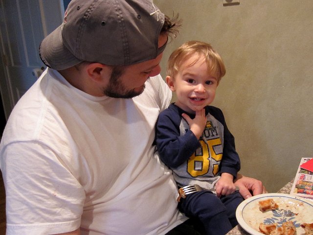 IMG_4289.jpg - We have determined that if you add maple syrup to breakfast, even Nathan will eat it.