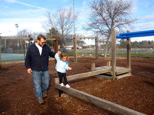 IMG_7514.jpg - We may have a future gymnast on our hands.  She loves to try out the balance beam.