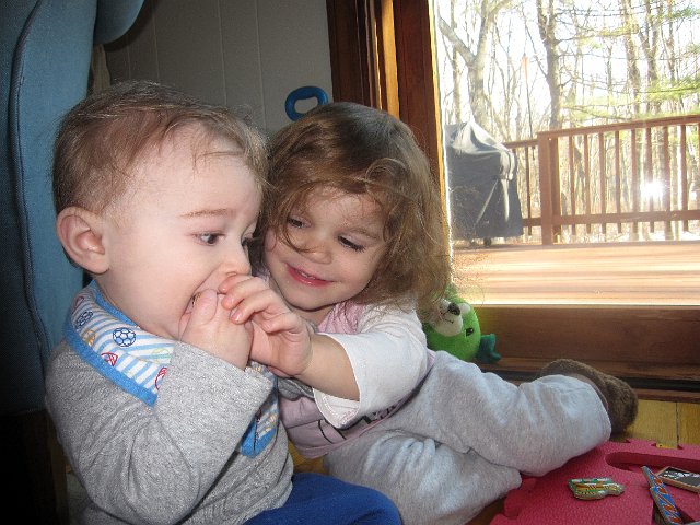 IMG_2533b.jpg - Catherine has also been a great help in trying to keep items from Nathan's mouth .. it's a constant battle of "No mouth, Nathan" chants.