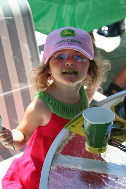 Catherine2.jpg - Who knew a pink John Deere hat could look so cute?