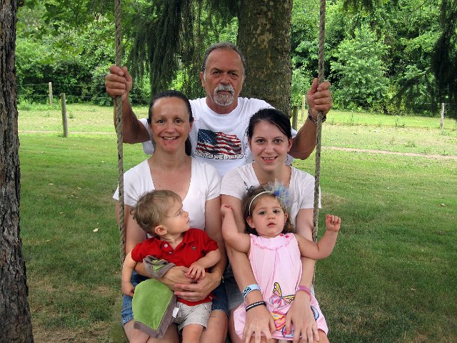 IMG_4877b.jpg - Grandpop, the girls and the youngest grandchild from each.