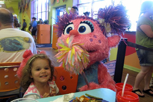IMG_5267b.jpg - All but Big Bird and Elmo came around to visit with each and every table during our lunch hour there.  Abby Cadabby stopped to cast a spell for us ...