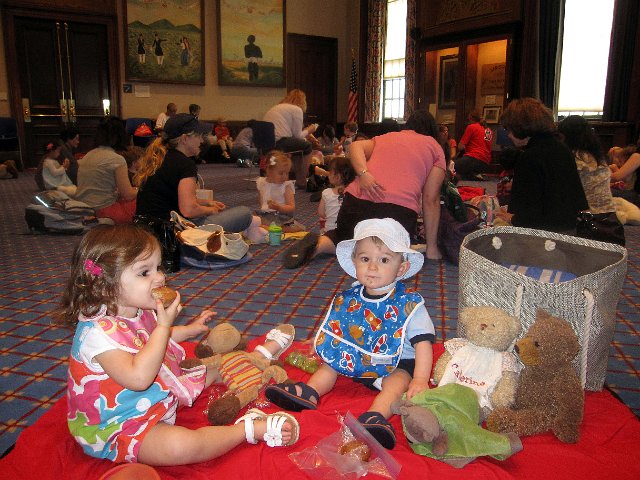 IMG_3930b.jpg - It's a Teddy Bear Picnic at the library, however it was so windy they held it indoors at the meeting hall.