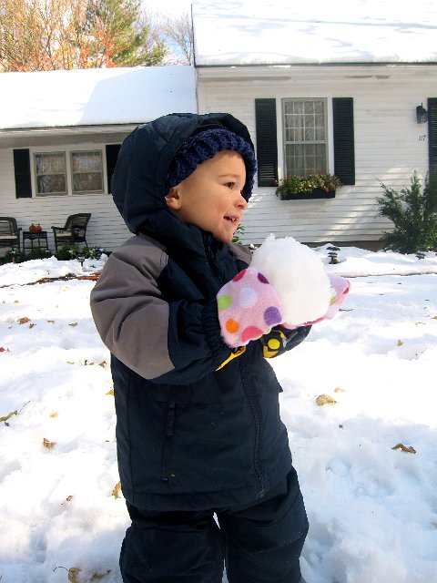 IMG_6803.jpg - Once I handed him a ball, I think he saw the snow in a whole new light.  He's looking to Dad to play some ball ...