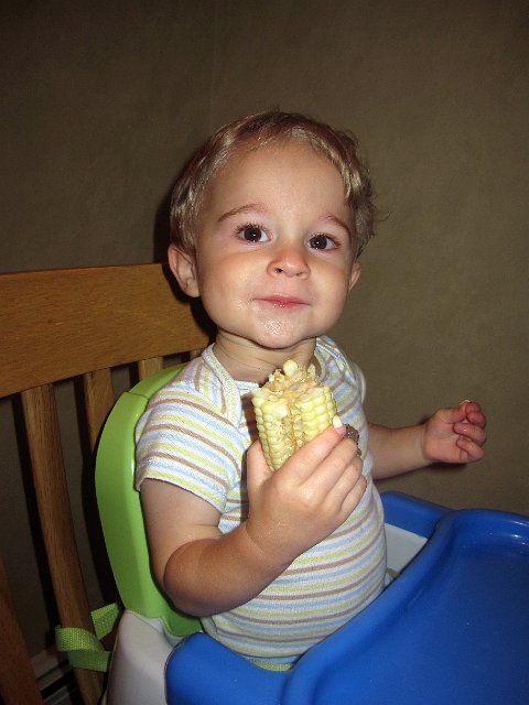 IMG_6245b.jpg - To celebrate her big day, we had her favorite things for supper, corn on the cob ...