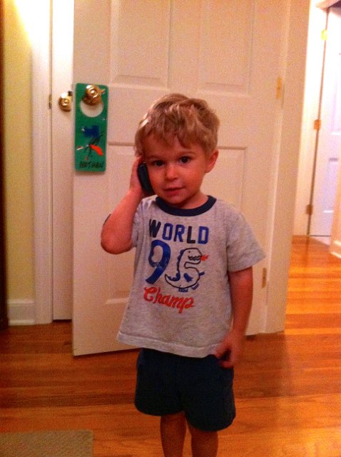 IMG_2470.jpg - N:  "I'm calling Daddy"M:  "What are you going to say to Daddy?"N:  "Do you wanna play basketball with me, Daddy?"