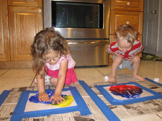 IMG_0486.jpg - Hot days = indoor fun.  Mess-free finger painting project turned into ...