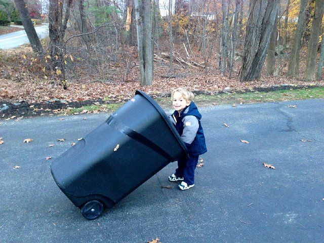 IMG_2697.jpg - Mama's little helper gets upset if anyone else even tries to put away the garbage bins.