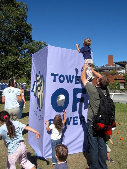 IMG_2119.jpg - With a little help from Daddy, Nathan tries a a different angle to get the balls into the Tower of Power.