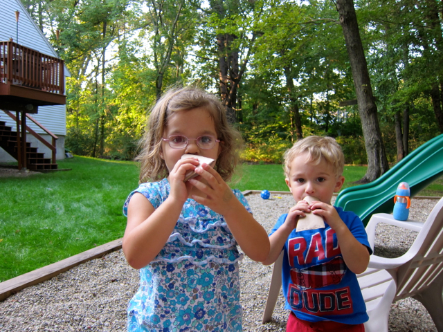 IMG_5315.jpg - With a little imagination (and these kids have PLENTY), empty toilet paper holders can be trumpets ..