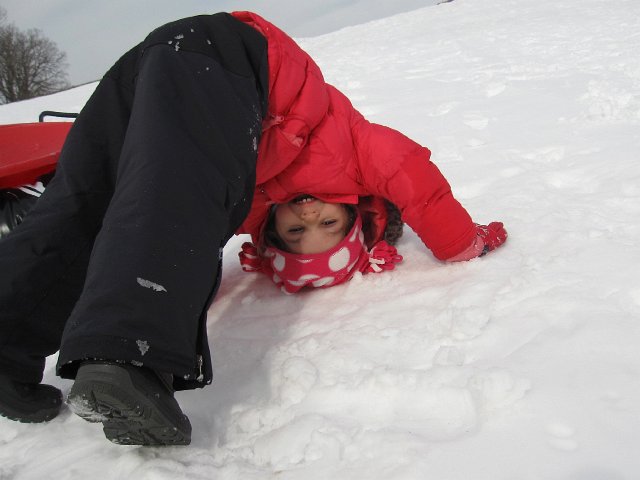 IMG_4279.jpg - Catherine soon followed trying to do a somersault UP the snow hill!?