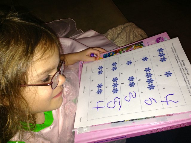 IMG_2861.jpg - The girl can add!  And write her numbers!!  Inspired for more worksheets, woohoo!!!