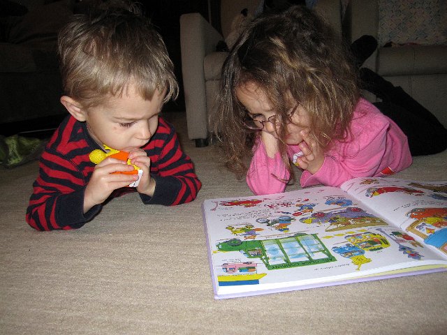 IMG_3703.jpg - This is a great, quiet time busy time book.  Catherine can read it while Nathan looks at all the kinds of cars and trucks!