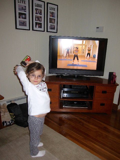 IMG_3747.jpg - Catherine joined Mommy in some exercising with Jillian Michaels.  Let's Shred it!