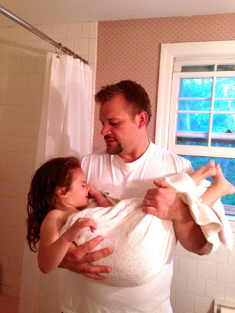IMG_3563.jpg - Even at almost 5 years old, she still likes her Daddy to rock her when finishing her shower.