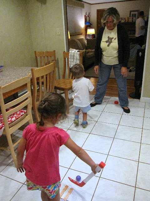 IMG_6955.jpg - Even Nana joined in on the indoor hockey fun.