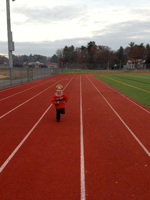 IMG_5146.jpg - Then we hit the track at the high school.  I think we have a future runner on our hands.