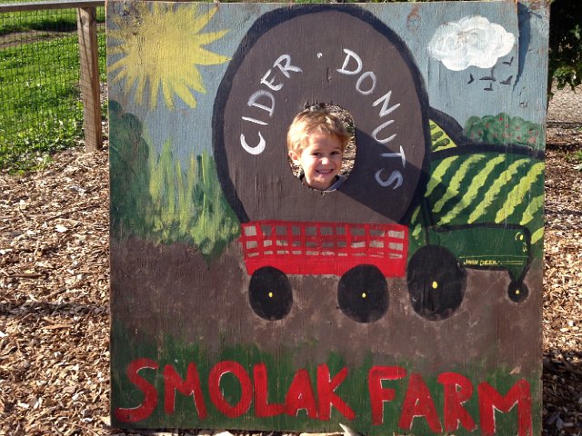 IMG_4566.jpg - Nathan had been having a rough time during preschool dropoff.  So, one day we agreed that if he didn't have any tears, he'd get to go to the farm after school.  Here we are at Smolak Farm for some extra fun!