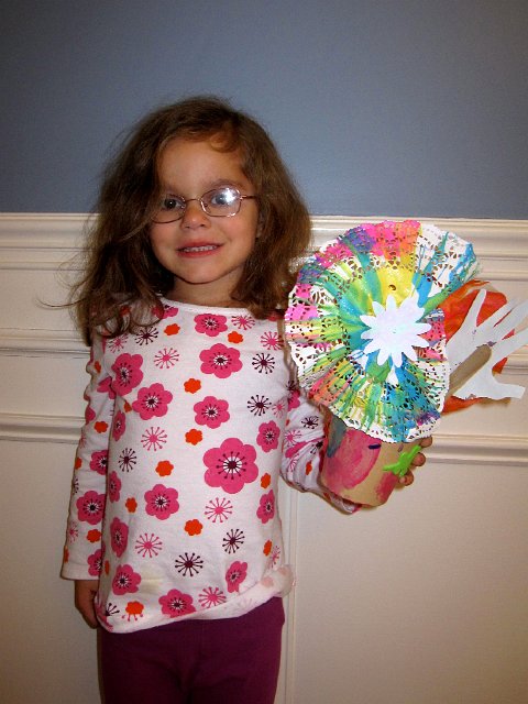 IMG_8804.jpg - Catherine and the centerpiece she created during her "Crafty Cooks" class at the Y.