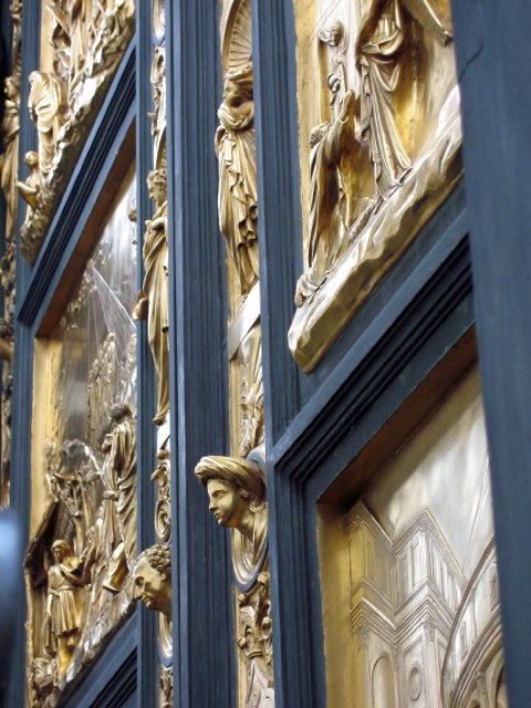 Baptistry-03.JPG - This particular set of doors took 27 years to complete (1425-1452). The result was so outstanding (even Michelangelo said that they were "worthy of Paradise"), that they were hung on the east side, in the place of honor.